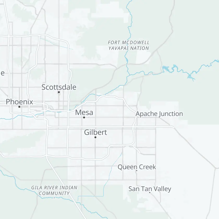 Map of the East Valley towns we serve