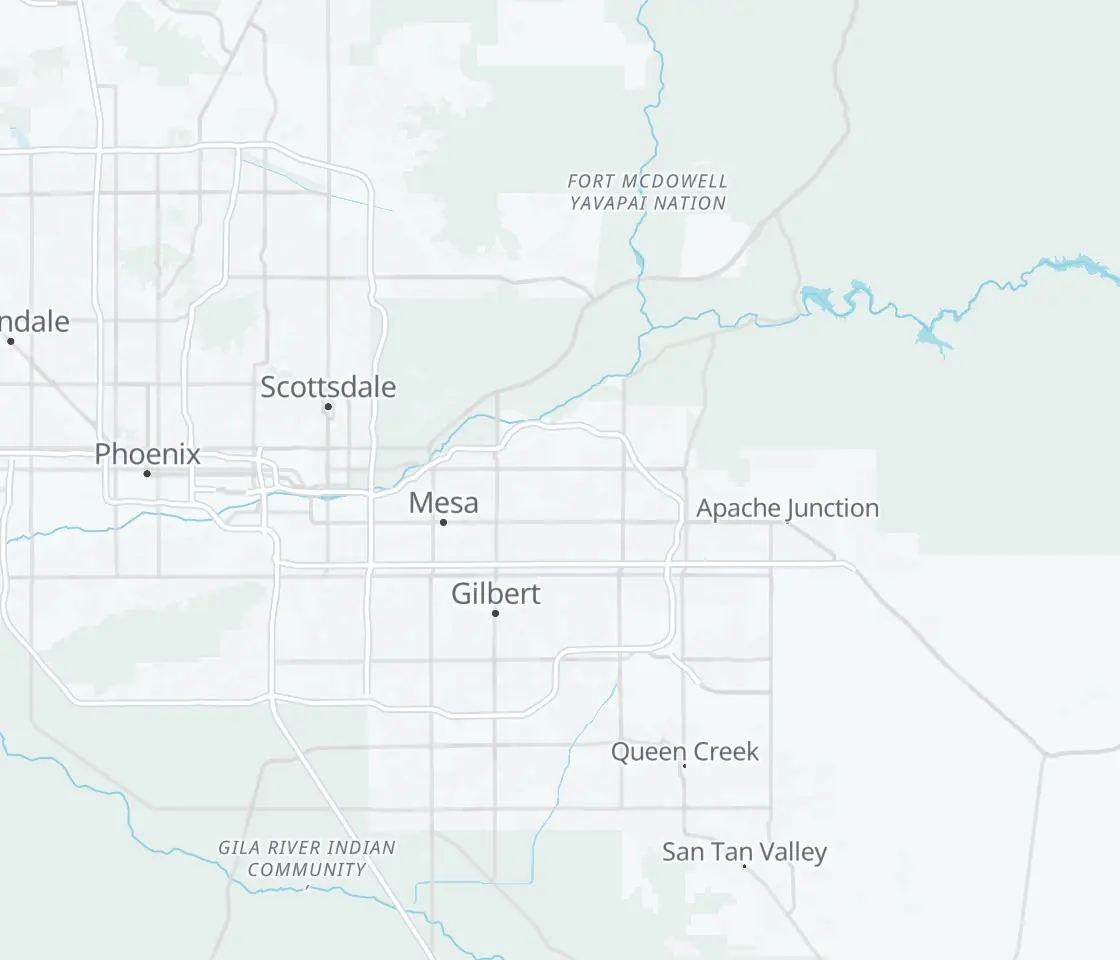 Map of the East Valley towns we serve